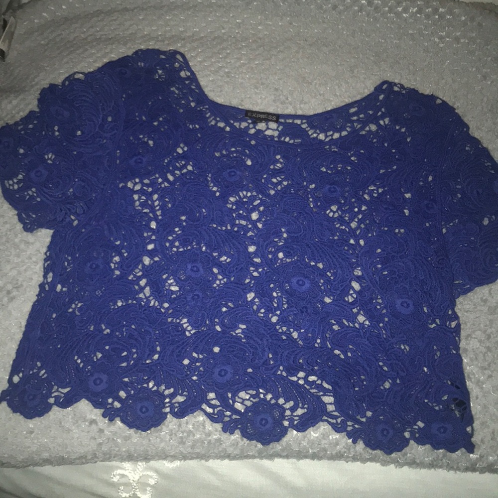 Royal blue crochet crop top✨